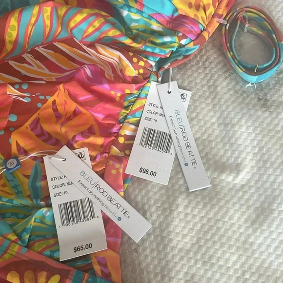 Bleu: The Heat Is On Draped Bandeau Tankini Top and Tie Sides Bottom Size 10 - Picture 10 of 10